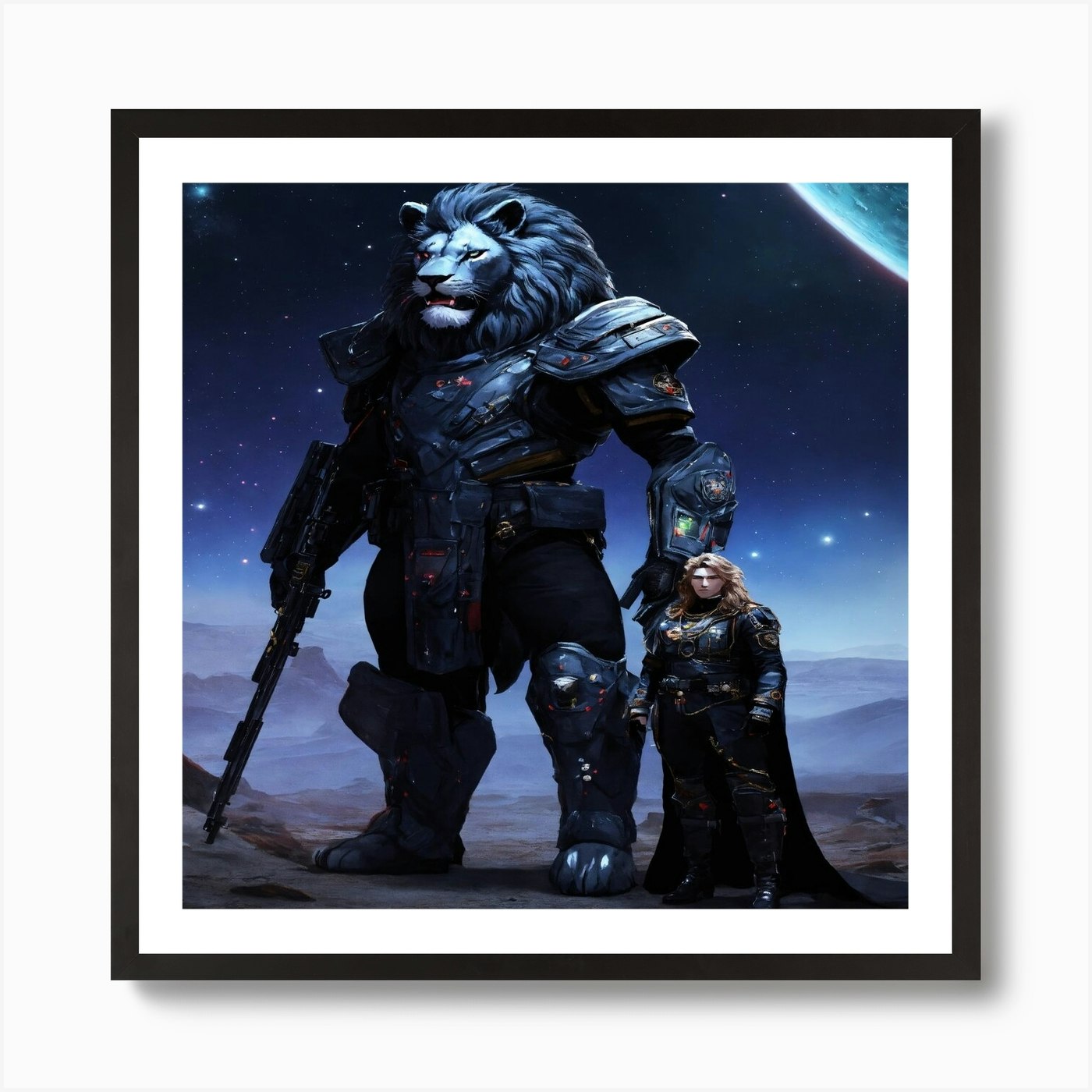 Lion And Lioness Art Print Framed Wall Art Poster Canvas Print Picture