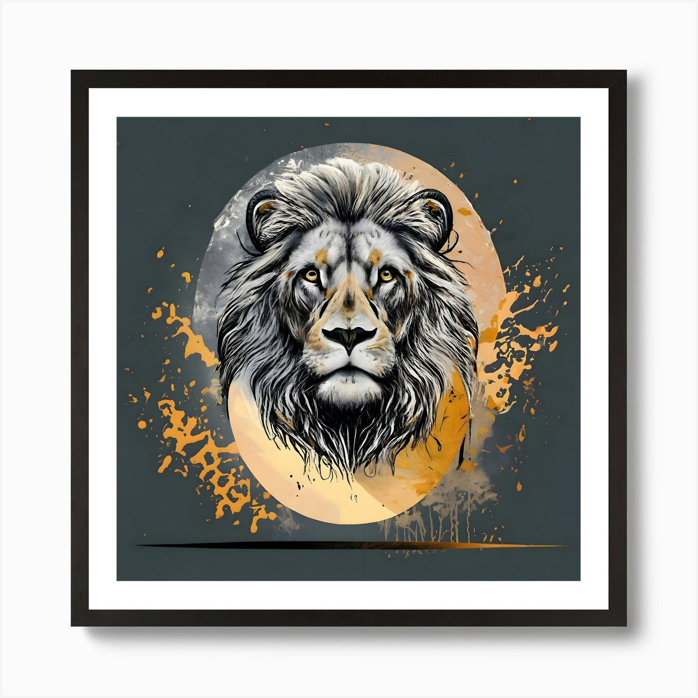 Lion Head Art Print Framed Wall Art Poster Canvas Print Picture