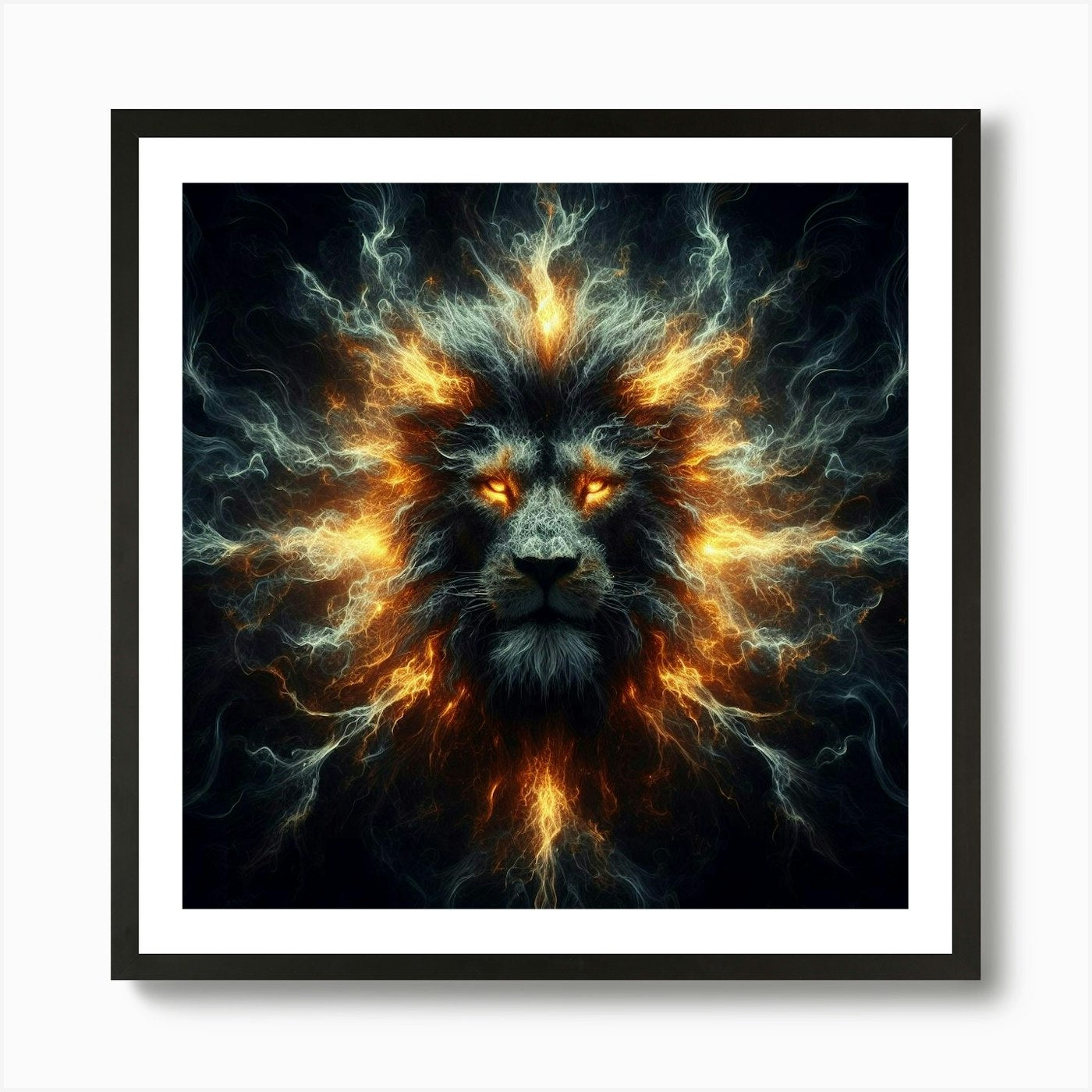 Fire Lion 5 Art Print Framed Wall Art Poster Canvas Print Picture