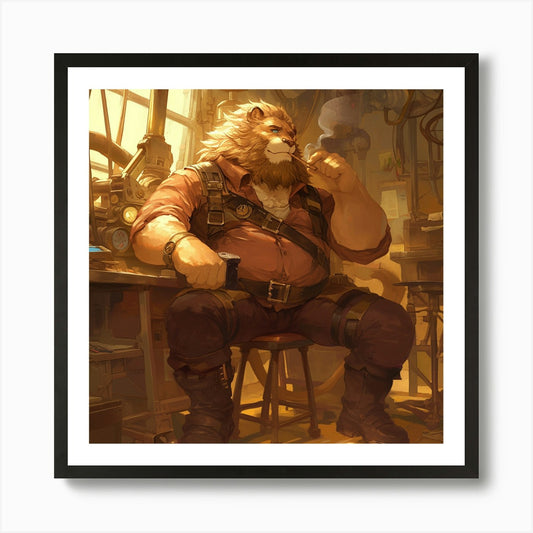 Steampunk Lion Art Print Framed Wall Art Poster Canvas Print Picture