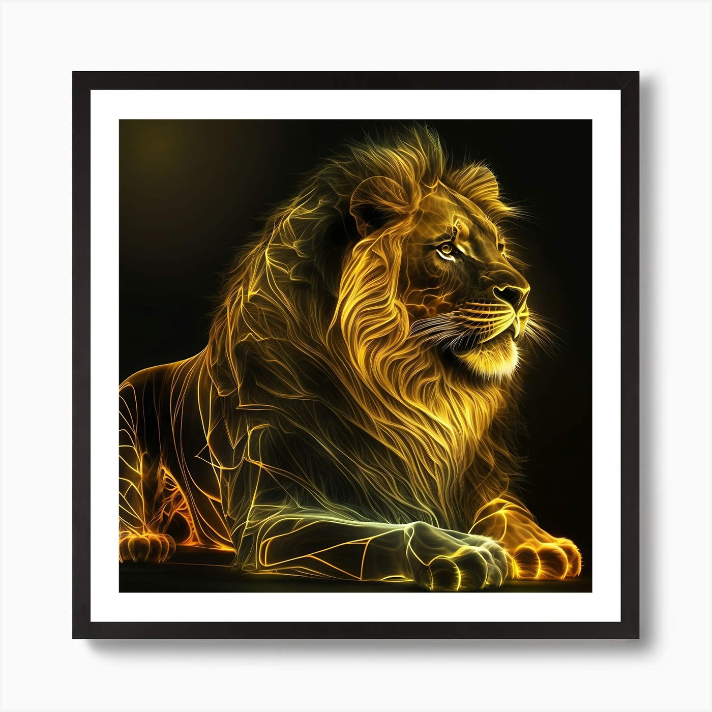 Golden Lion Art Print Framed Wall Art Poster Canvas Print Picture