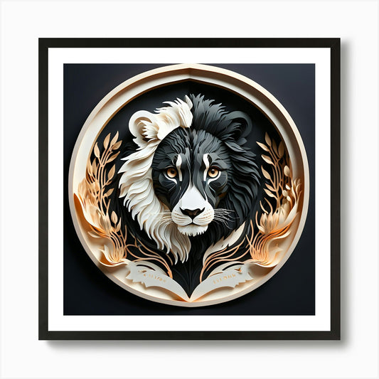 Black And White Lion Art Print Framed Wall Art Poster Canvas Print Picture