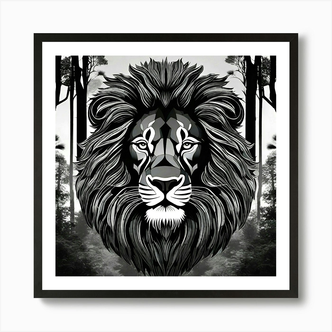 Lion In The Forest 33 Art Print Framed Wall Art Poster Canvas Print Picture