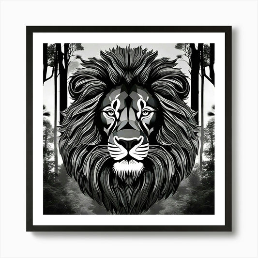 Lion In The Forest 33 Art Print Framed Wall Art Poster Canvas Print Picture