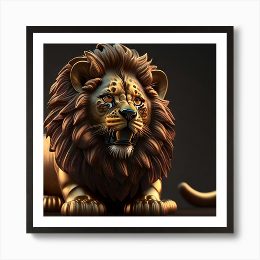 Golden Lion Art Print Framed Wall Art Poster Canvas Print Picture