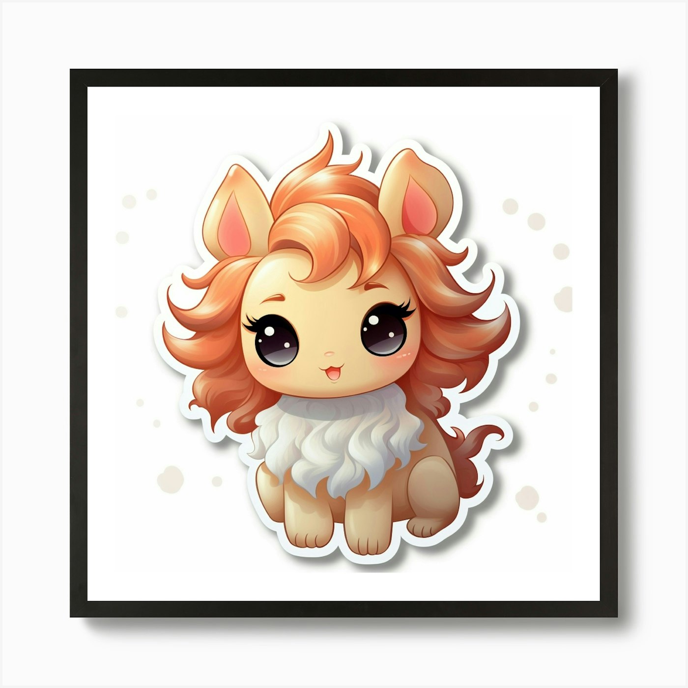 Cute Lion Sticker Art Print Framed Wall Art Poster Canvas Print Picture