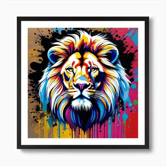 Colorful Lion Painting 6 Art Print Framed Wall Art Poster Canvas Print Picture