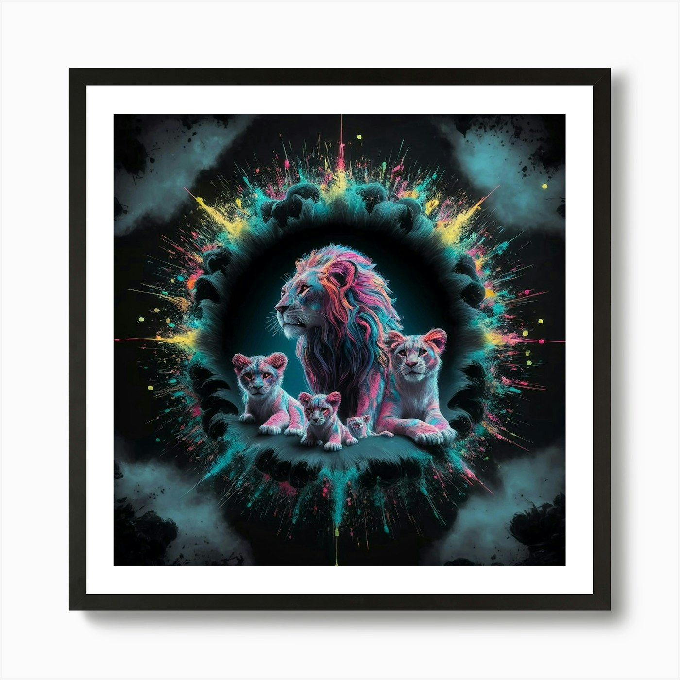 Lions In The Sky Art Print Framed Wall Art Poster Canvas Print Picture