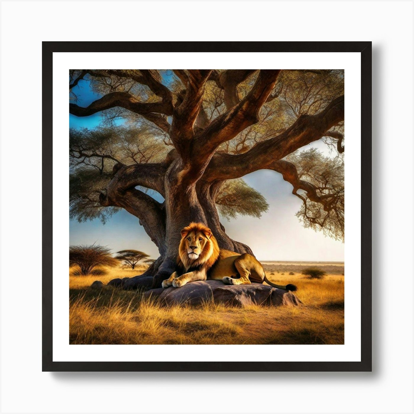 Lion Under The Tree 25 Art Print Framed Wall Art Poster Canvas Print Picture