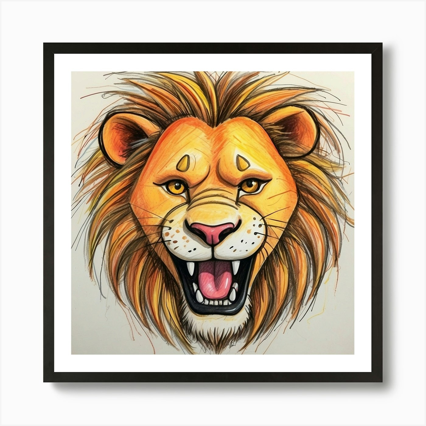 Lion Head 8 Art Print Framed Wall Art Poster Canvas Print Picture