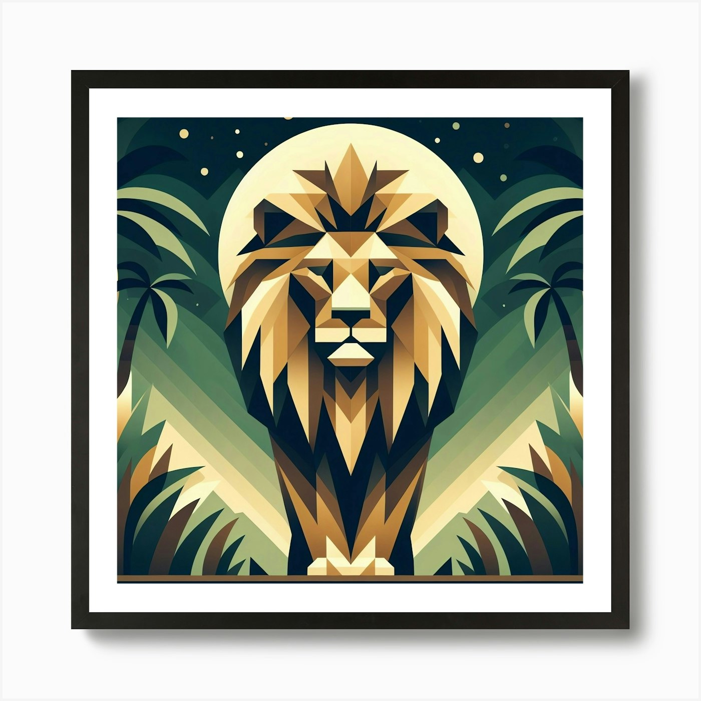 Lion In The Jungle Art Print Framed Wall Art Poster Canvas Print Picture
