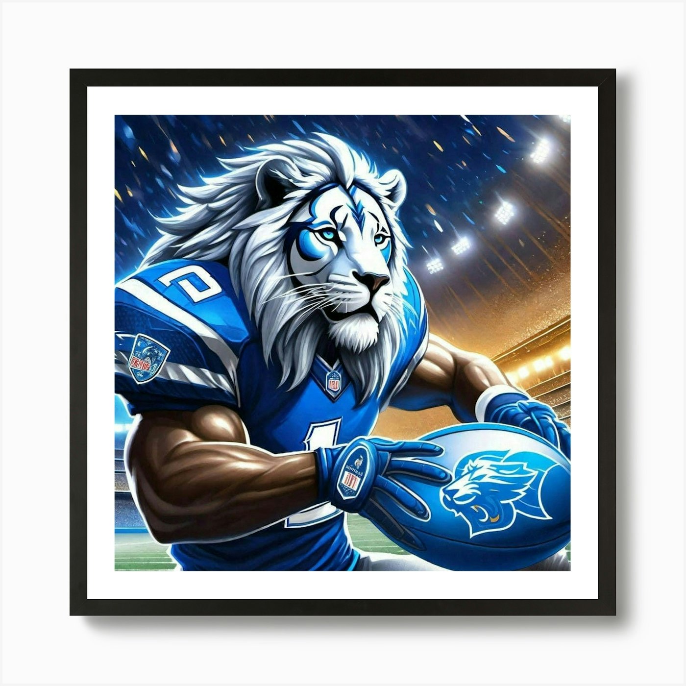 Detroit Lions 5 Art Print Framed Wall Art Poster Canvas Print Picture