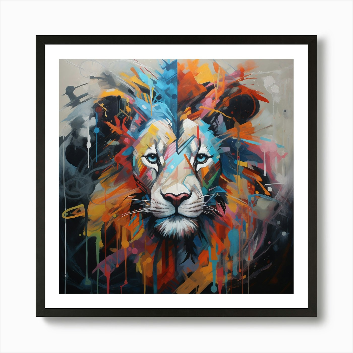 Abstract Lion Art Print Framed Wall Art Poster Canvas Print Picture