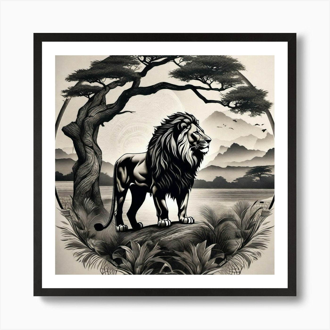 Lion In The Forest 59 Art Print Framed Wall Art Poster Canvas Print Picture