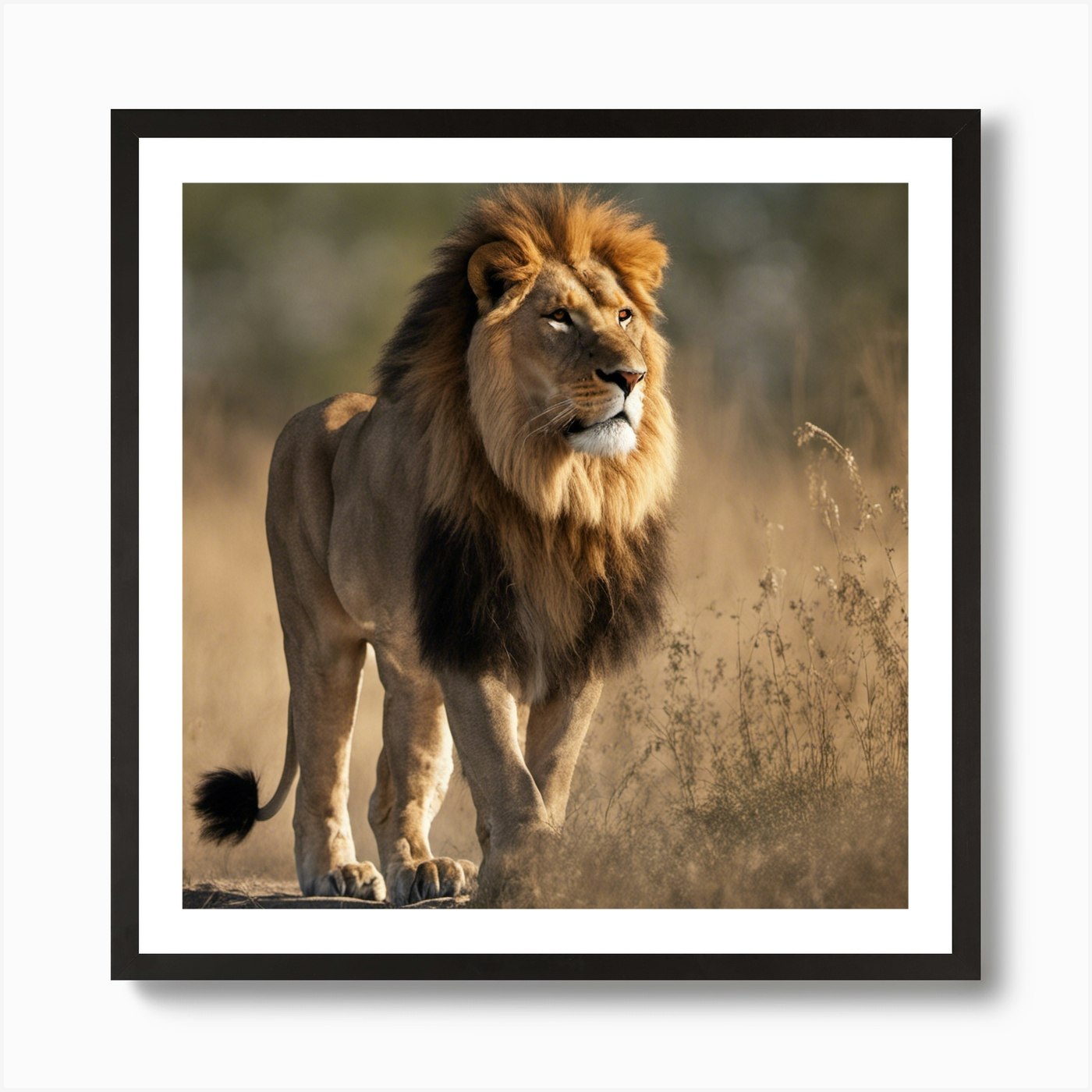 Lion In The Wild Art Print Framed Wall Art Poster Canvas Print Picture