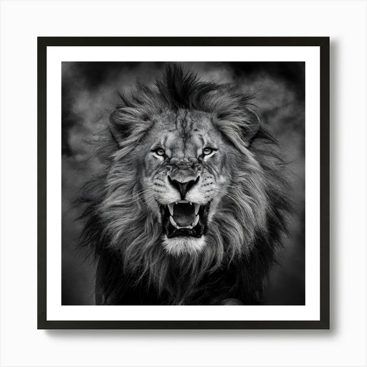 Lion Roaring Art Print Framed Wall Art Poster Canvas Print Picture