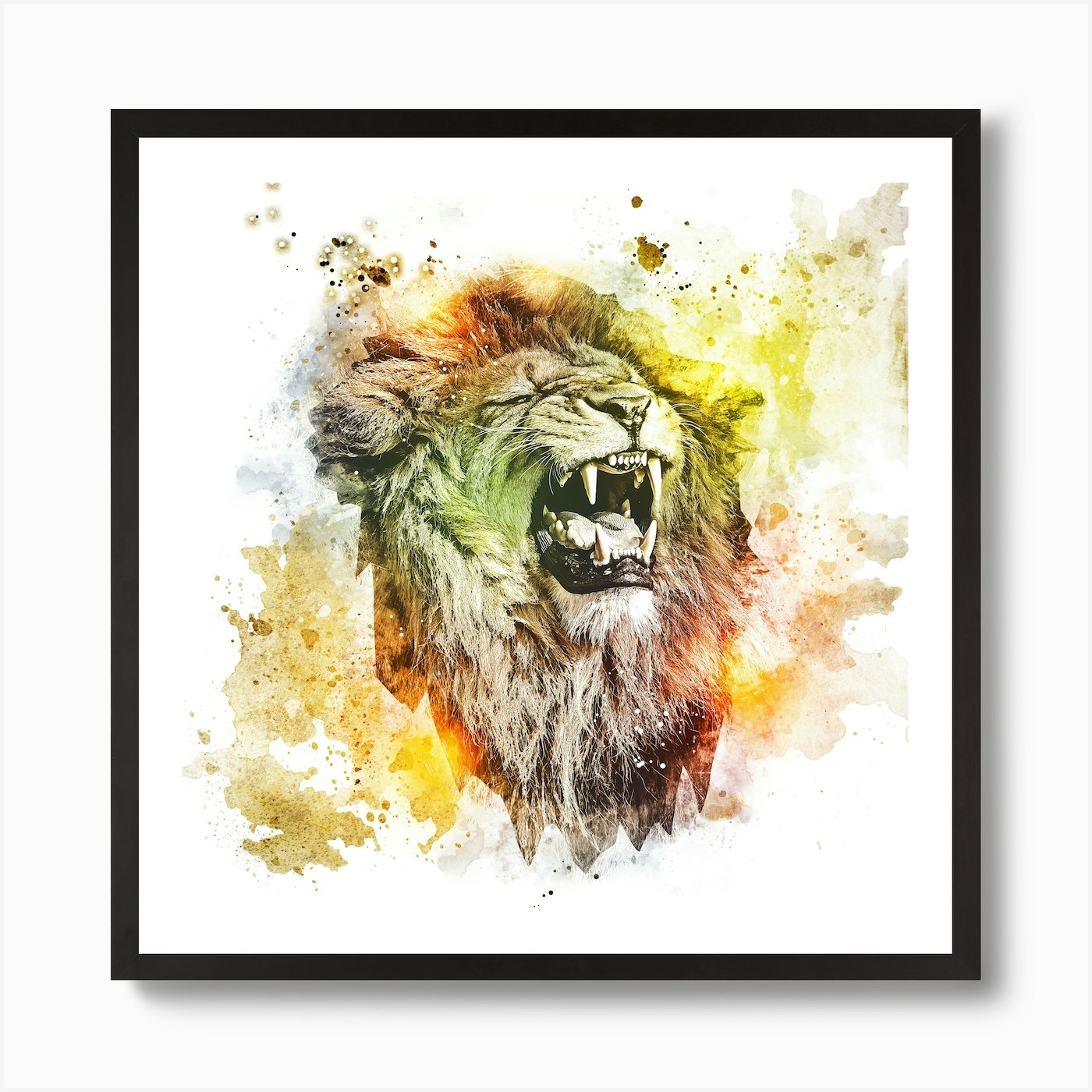 Lion Art Illustration In A Photomon Framed Wall Art Poster Canvas Print Picture