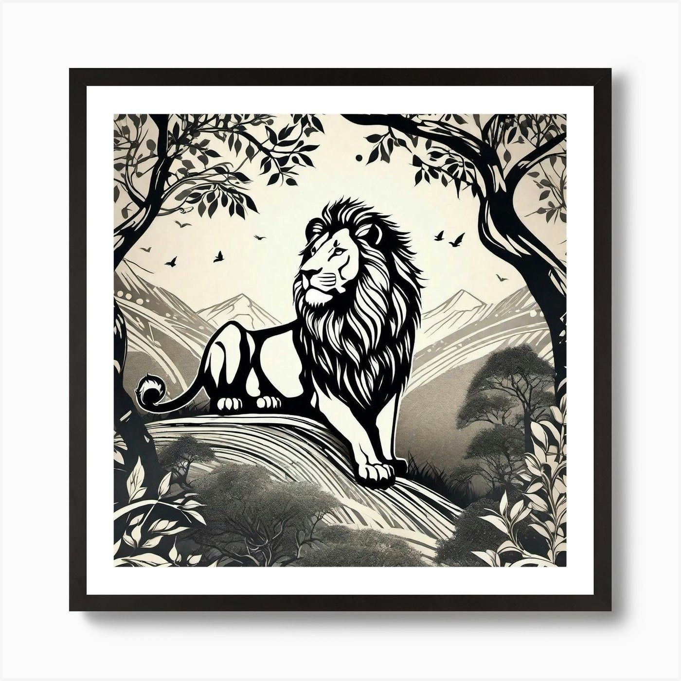 Lion In The Forest 31 Art Print Framed Wall Art Poster Canvas Print Picture
