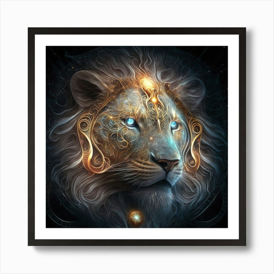 Celestial Visions, Lion Art Print Framed Wall Art Poster Canvas Print Picture