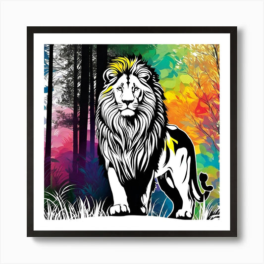 Lion In The Forest 26 Art Print Framed Wall Art Poster Canvas Print Picture