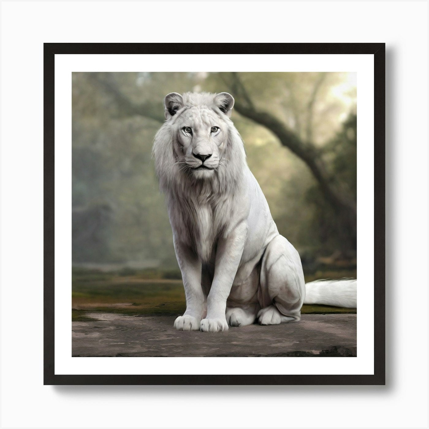 White Lion Art Print Framed Wall Art Poster Canvas Print Picture