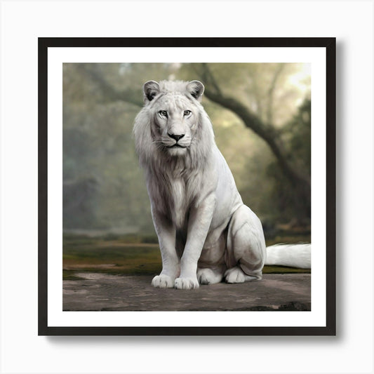 White Lion Art Print Framed Wall Art Poster Canvas Print Picture