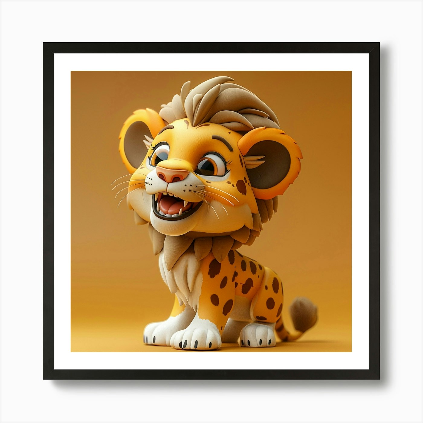 Cartoon Lion Art Print Framed Wall Art Poster Canvas Print Picture