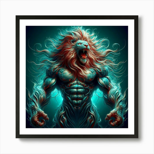 Strong Lion Art Print Framed Wall Art Poster Canvas Print Picture