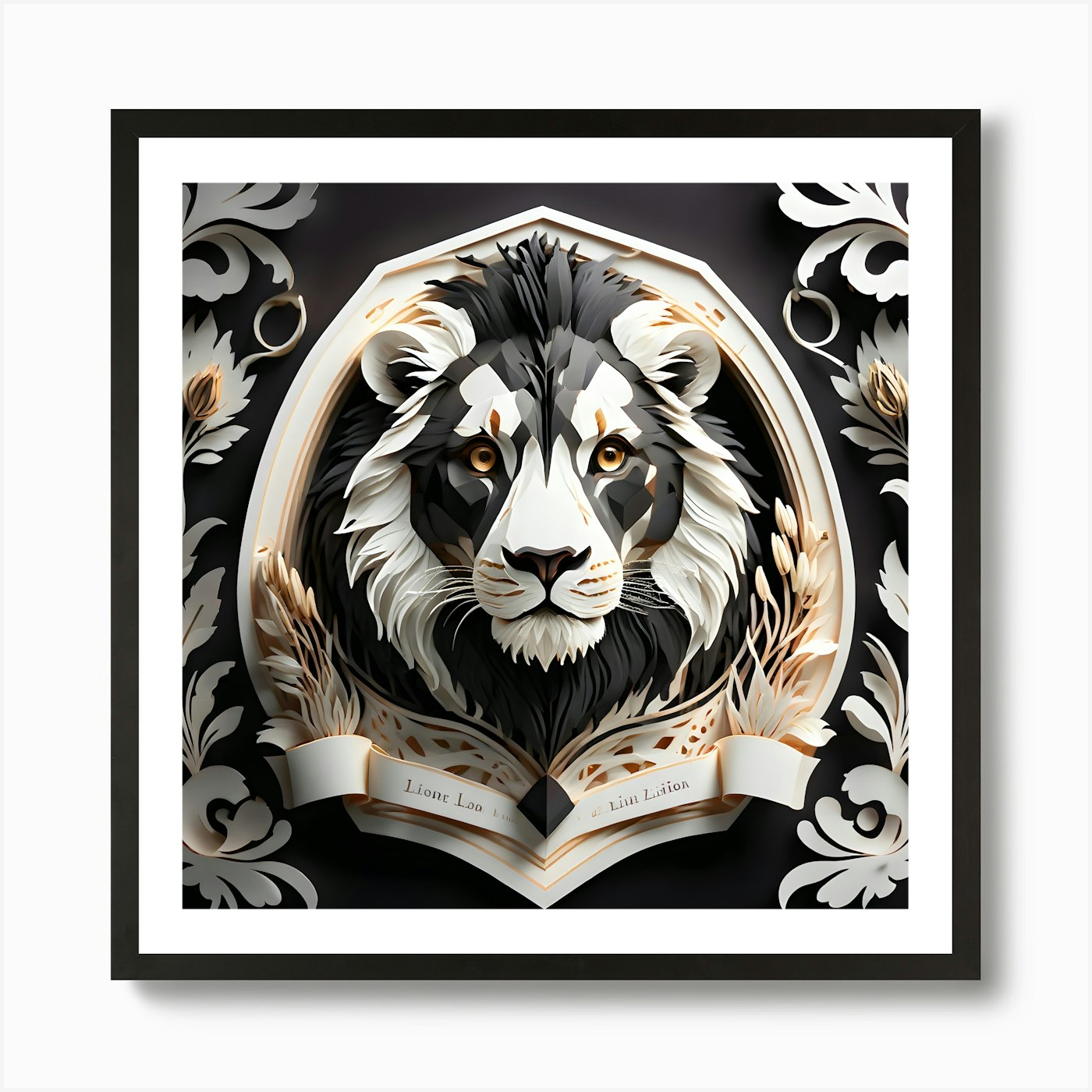 Lion Paper Art Art Print Framed Wall Art Poster Canvas Print Picture