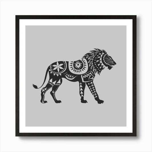 Tribal Lion Art Print Framed Wall Art Poster Canvas Print Picture