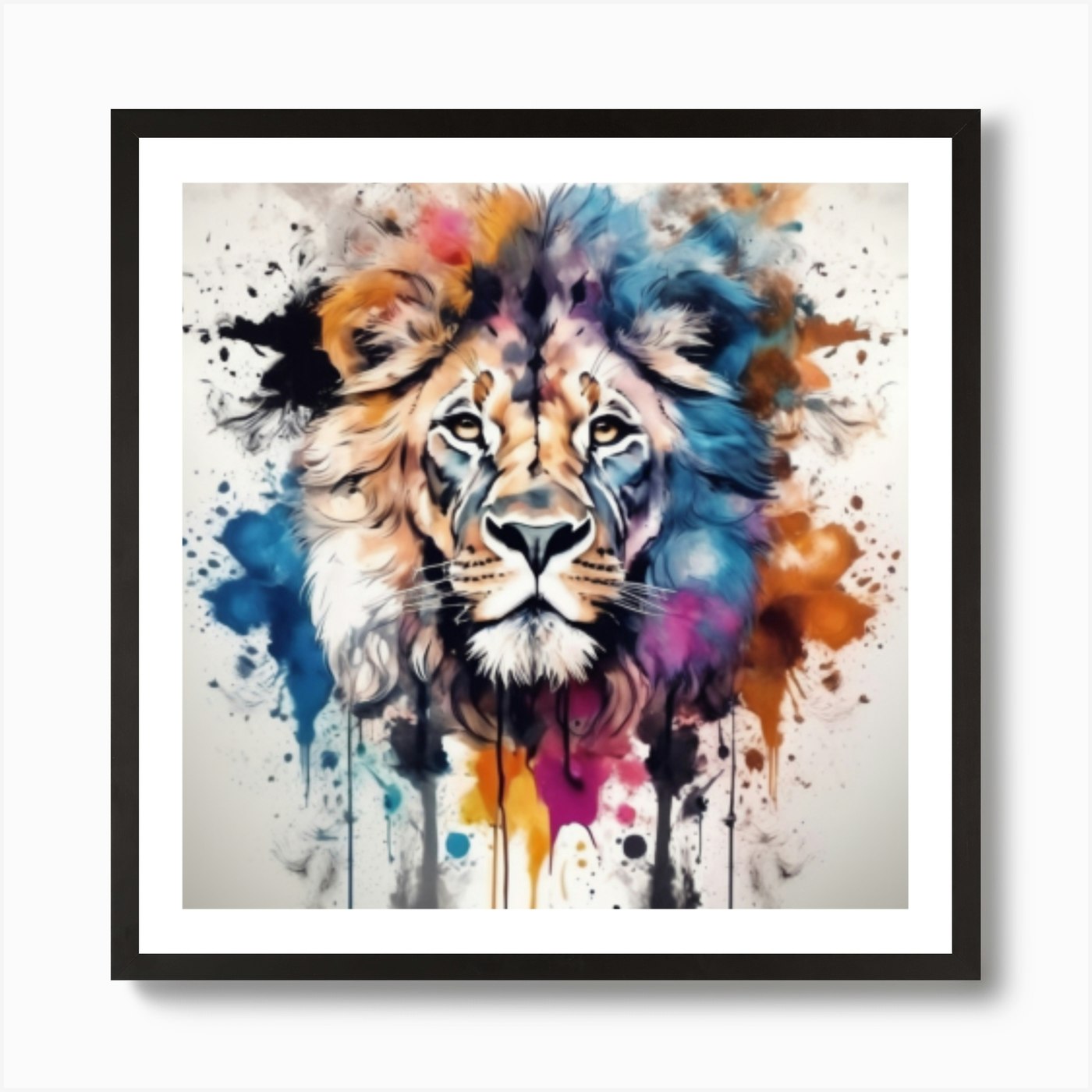 Ink Blot lion Portraits Art Print Framed Wall Art Poster Canvas Print Picture