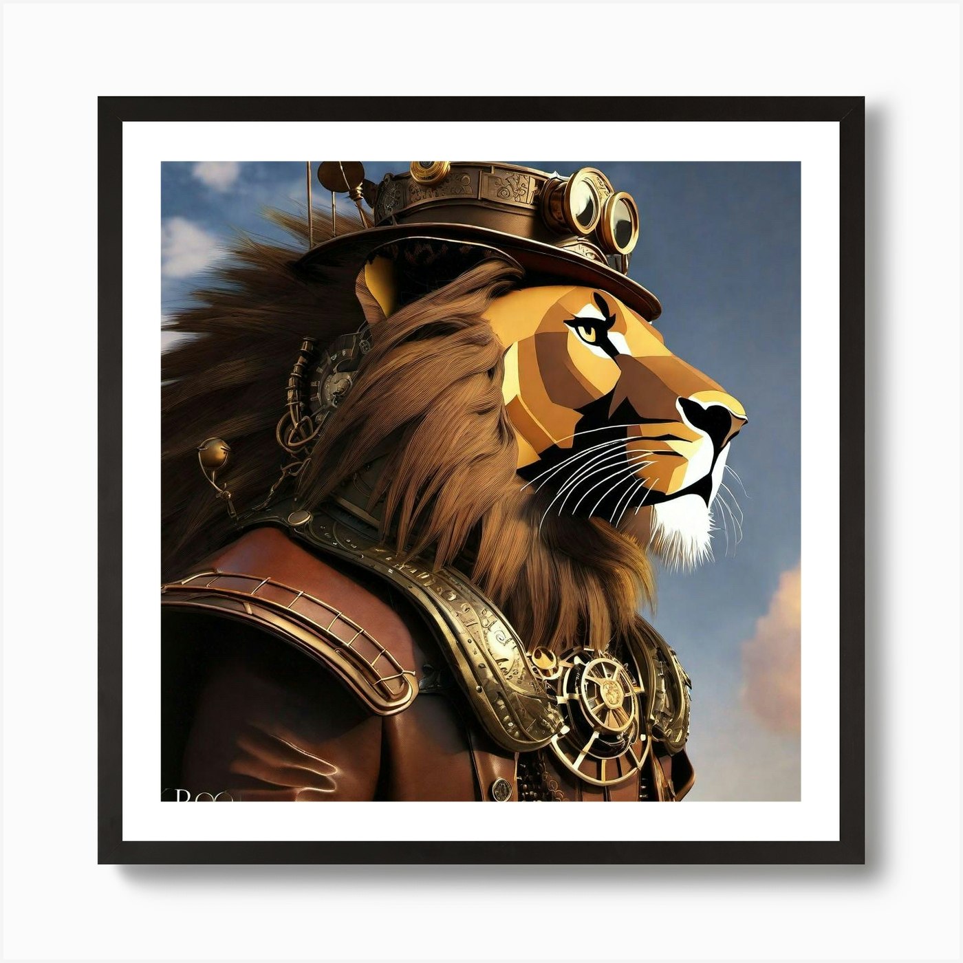 Steampunk Lion 2 Art Print Framed Wall Art Poster Canvas Print Picture