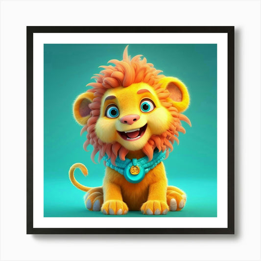 Cartoon Lion Art Print Framed Wall Art Poster Canvas Print Picture
