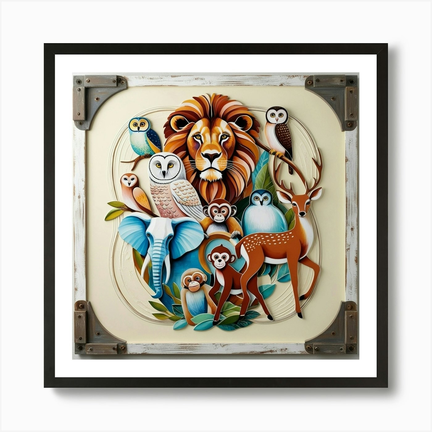 Lions And Animals Art Print Framed Wall Art Poster Canvas Print Picture