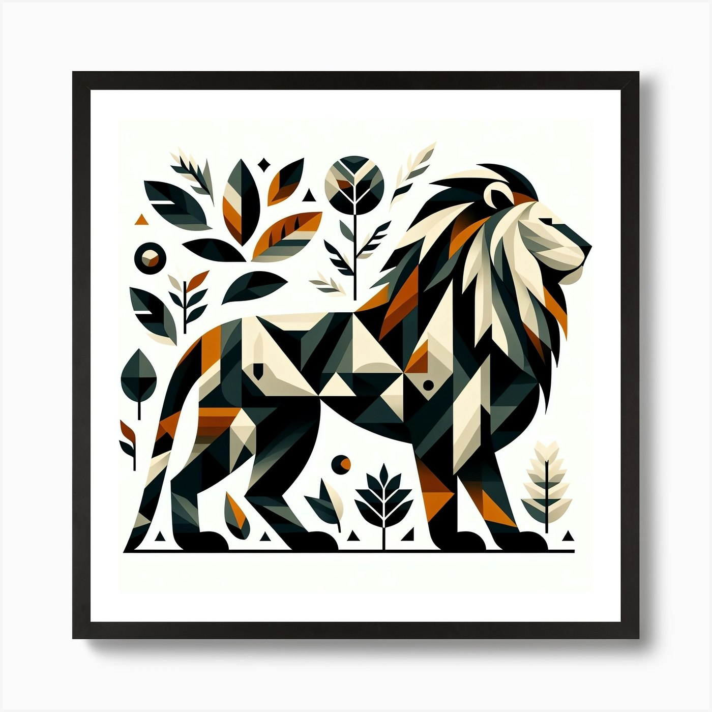 Geometric Lion Art Print Framed Wall Art Poster Canvas Print Picture