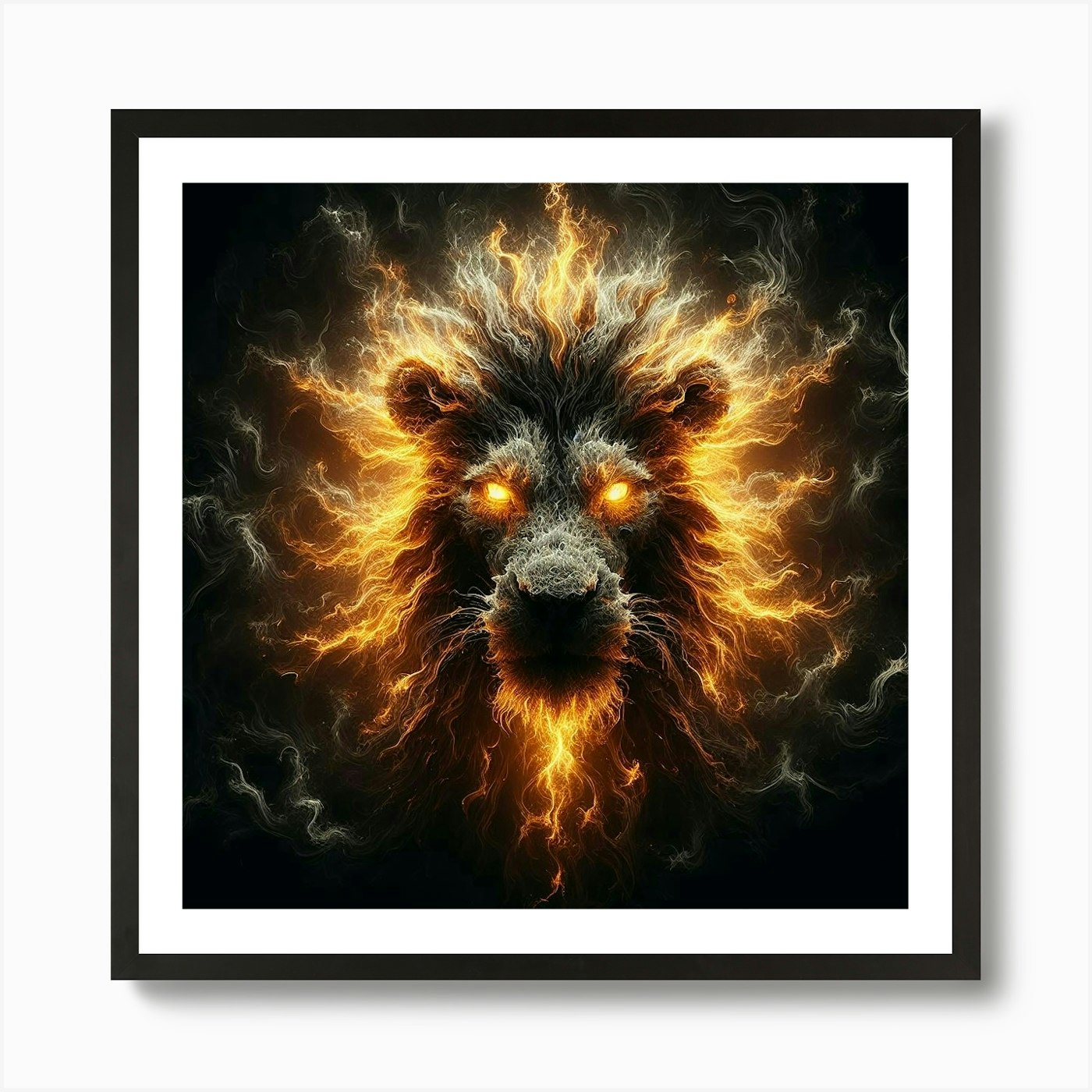 Fire Lion 4 Art Print Framed Wall Art Poster Canvas Print Picture