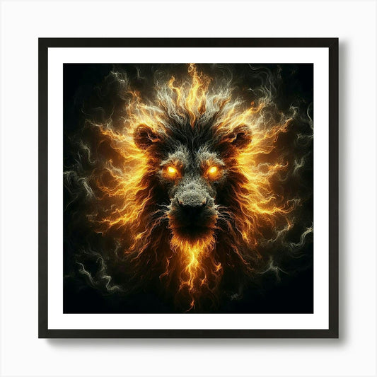 Fire Lion 4 Art Print Framed Wall Art Poster Canvas Print Picture