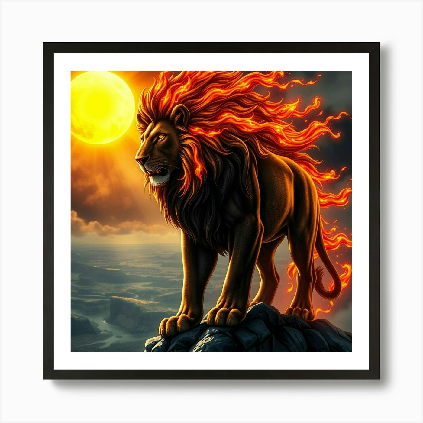 Lion On The Mountain 1 Art Print Framed Wall Art Poster Canvas Print Picture