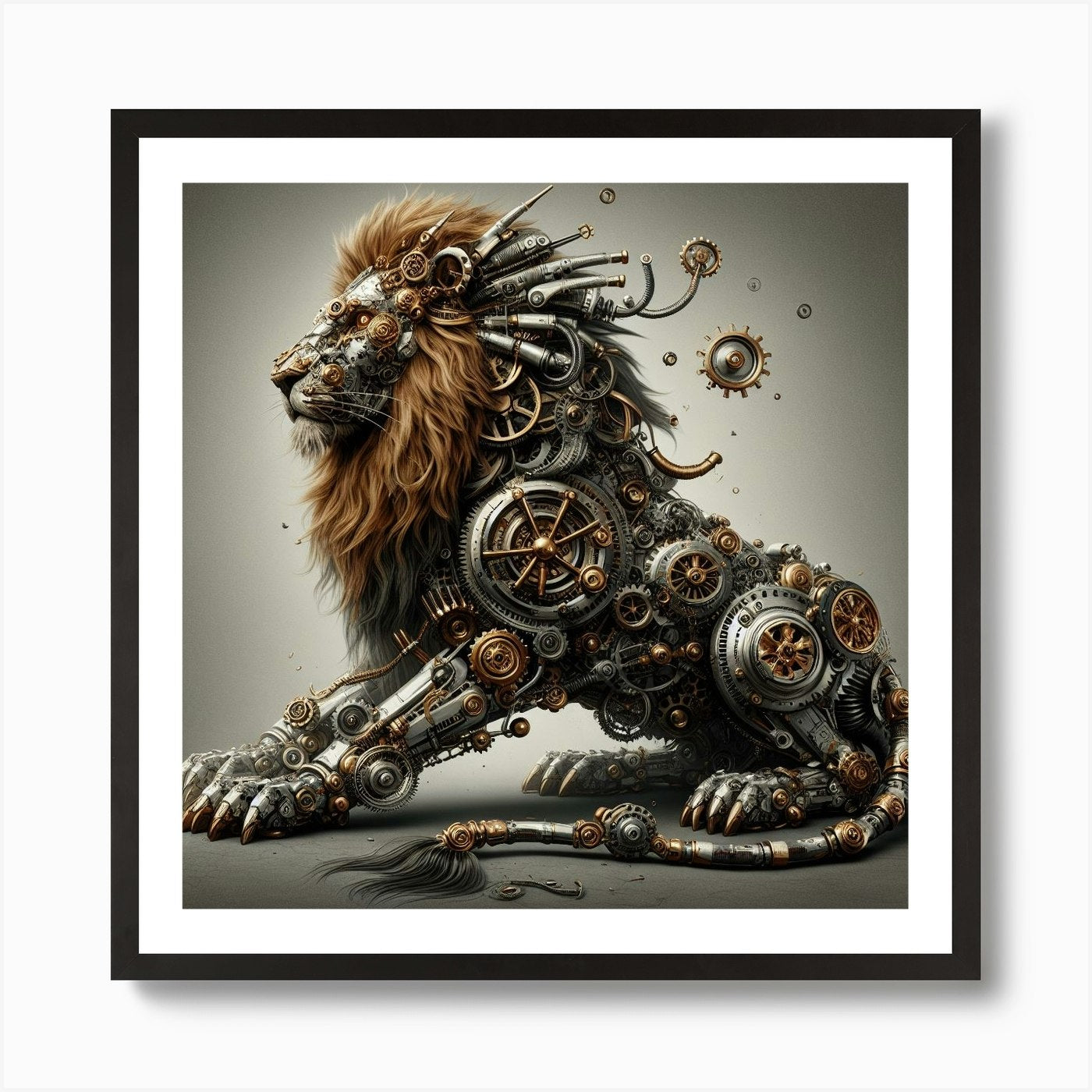 SteampunkLion1 Art Print Framed Wall Art Poster Canvas Print Picture