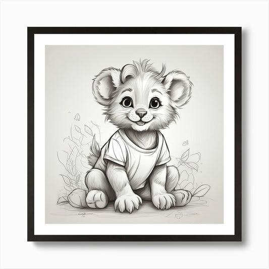 Lion Cub Art Print Framed Wall Art Poster Canvas Print Picture