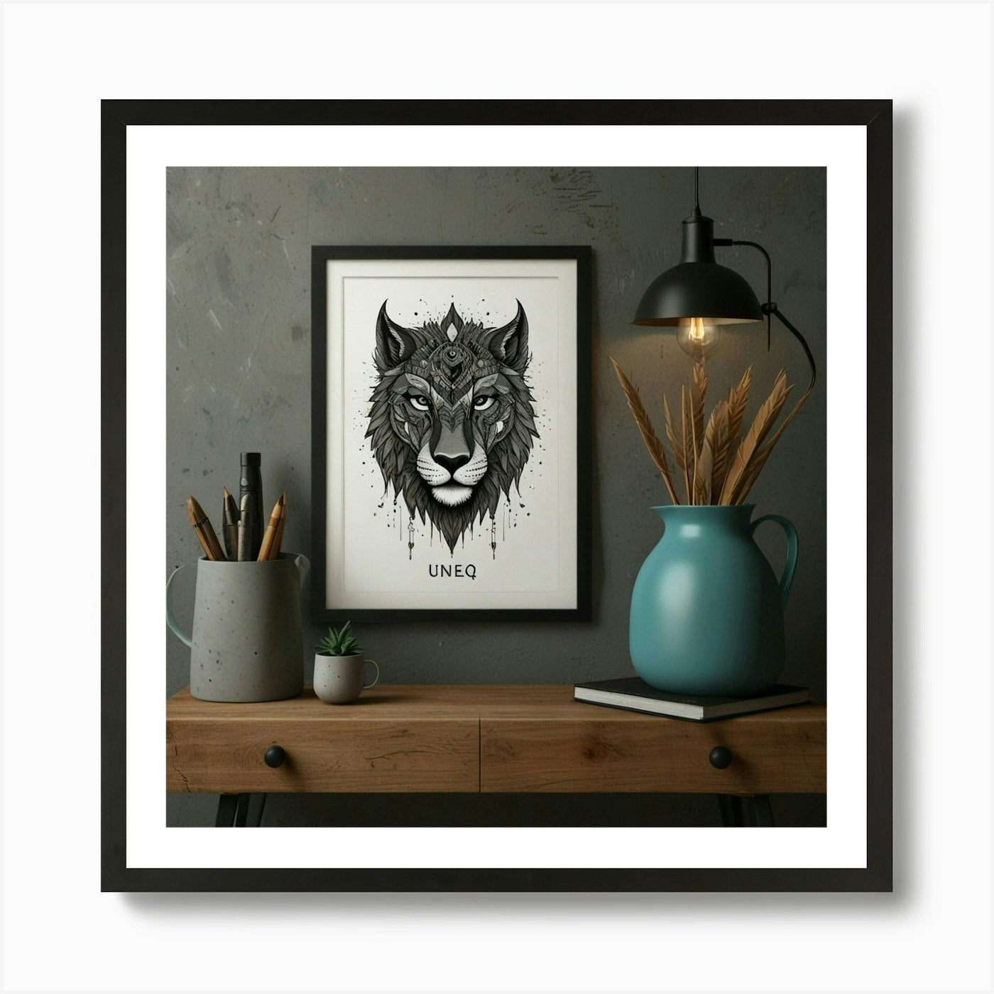 Zodiac Lion Art Print Framed Wall Art Poster Canvas Print Picture