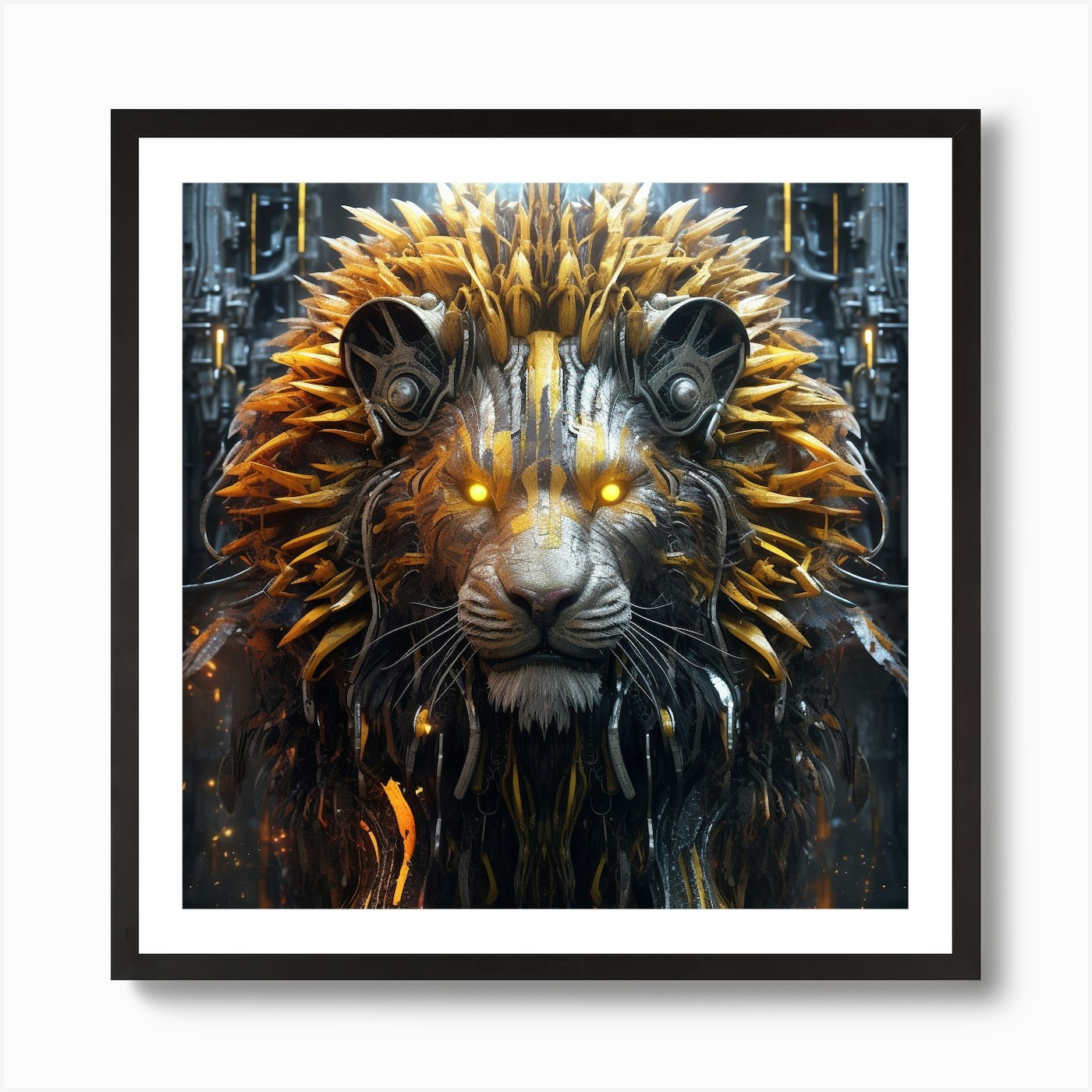 Armadiler Lion Worior Futuristic St Framed Wall Art Poster Canvas Print Picture
