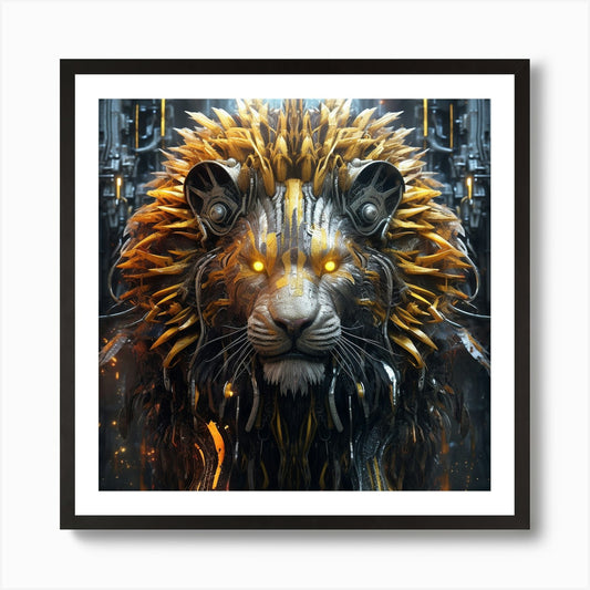 Armadiler Lion Worior Futuristic St Framed Wall Art Poster Canvas Print Picture