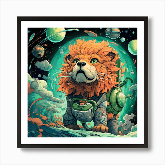 Space Lion Art Print Framed Wall Art Poster Canvas Print Picture