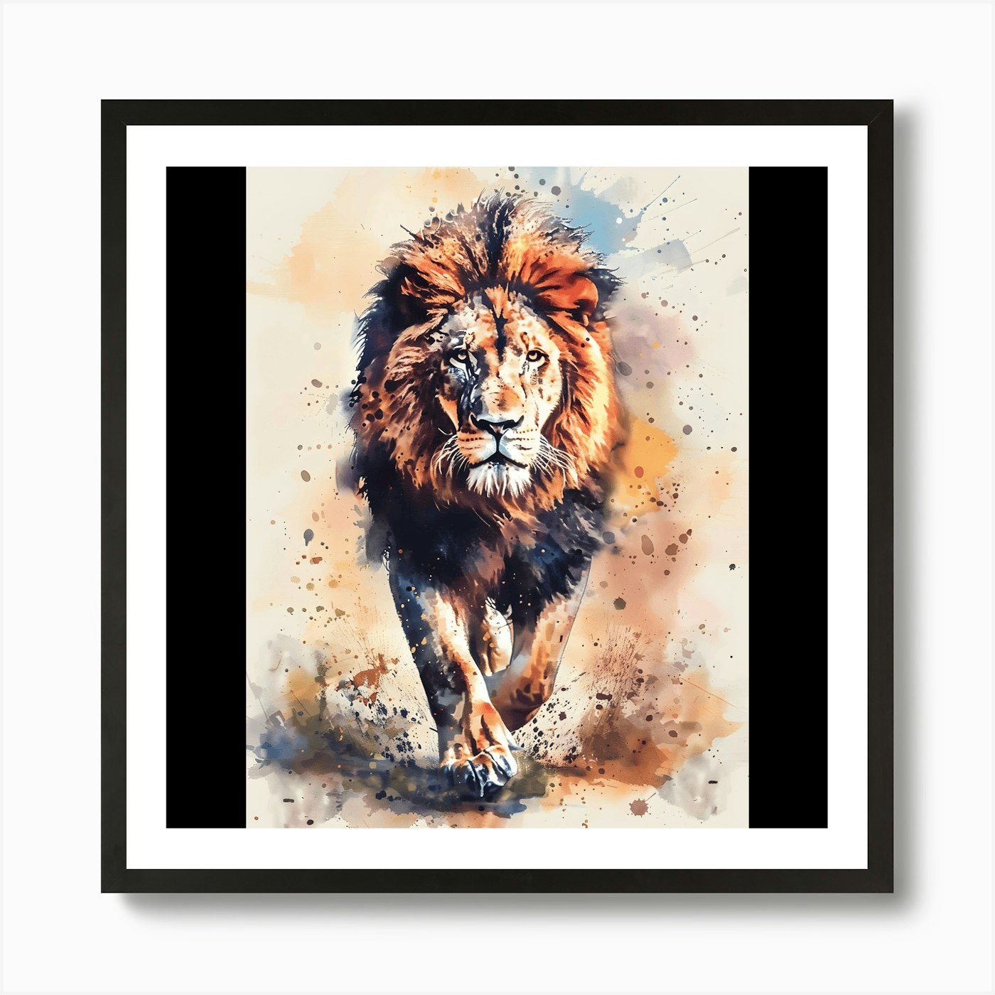 Lion Running Art Print Framed Wall Art Poster Canvas Print Picture