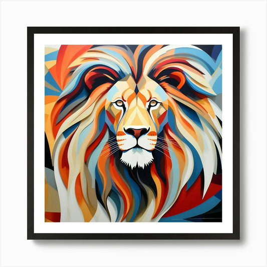 Abstract modernist Lion Art Print Framed Wall Art Poster Canvas Print Picture