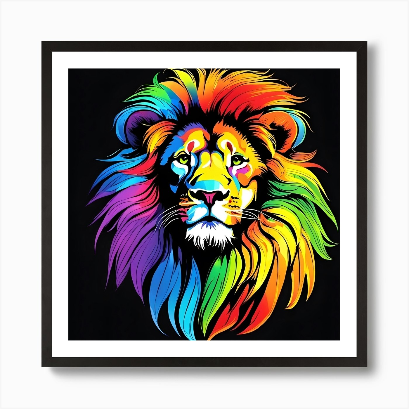 Rainbow Lion 1 Art Print Framed Wall Art Poster Canvas Print Picture