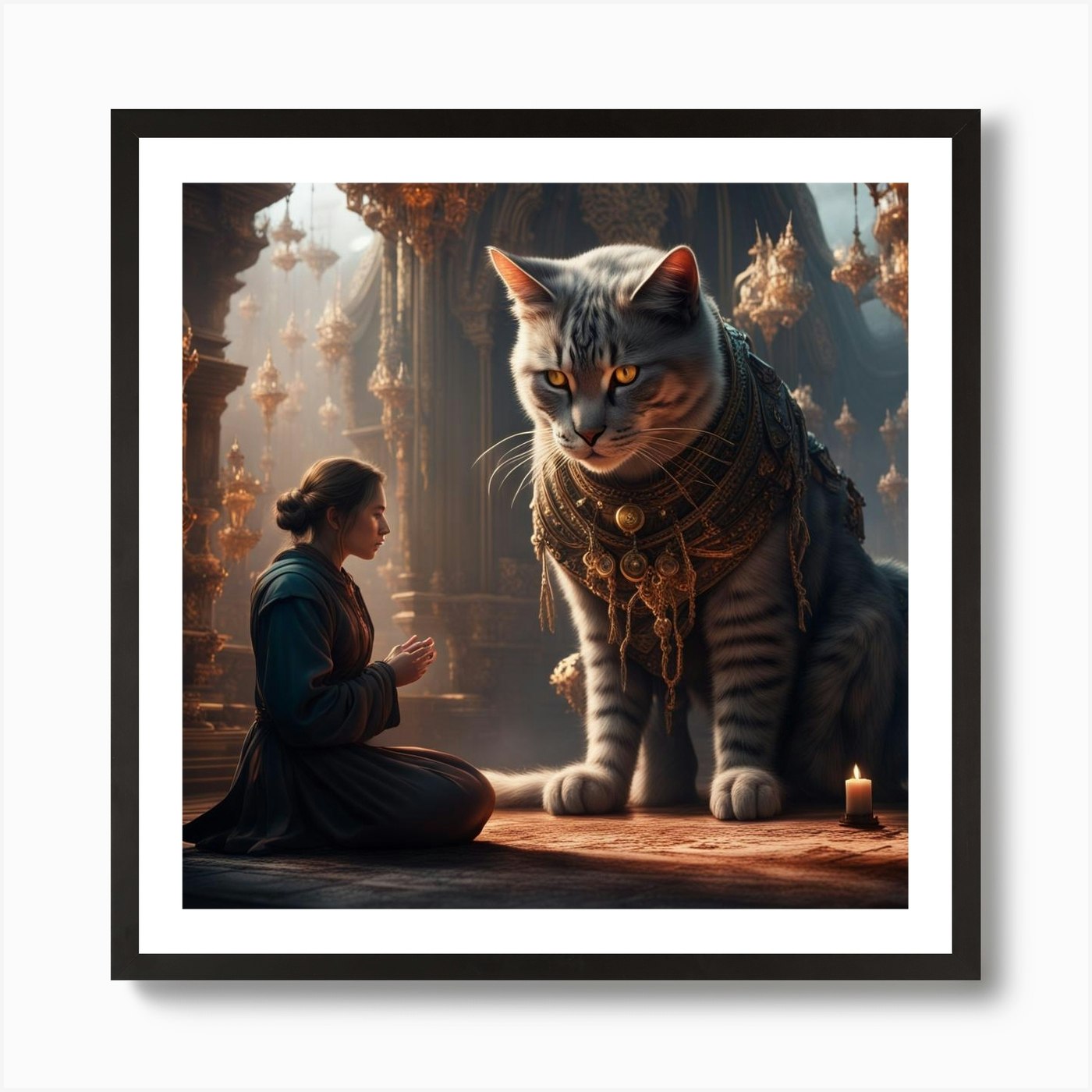 Tiger And The Lion Art Print Framed Wall Art Poster Canvas Print Picture