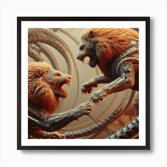 Sci-Fi Lions Art Print Framed Wall Art Poster Canvas Print Picture