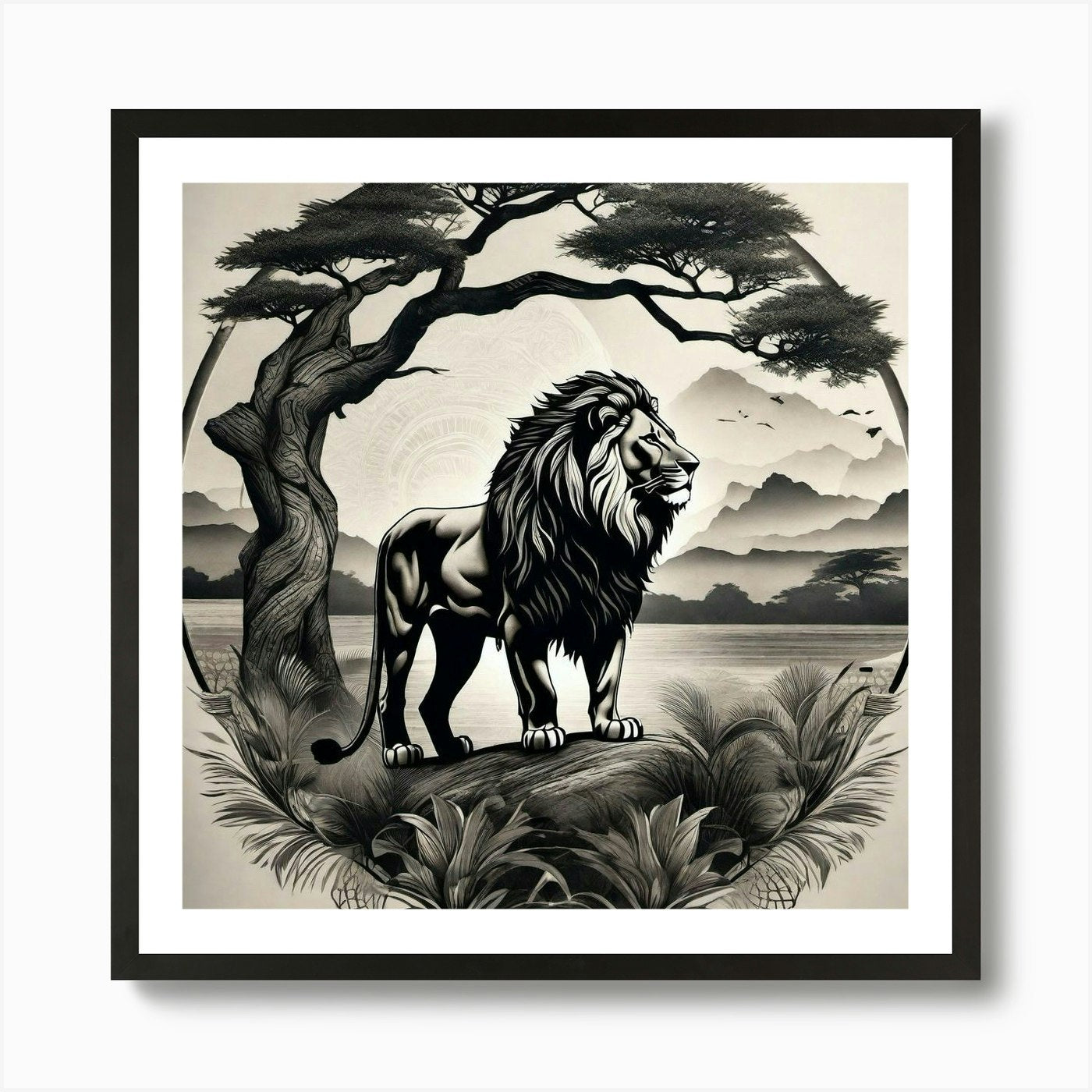 Lion In The Forest 42 Art Print Framed Wall Art Poster Canvas Print Picture